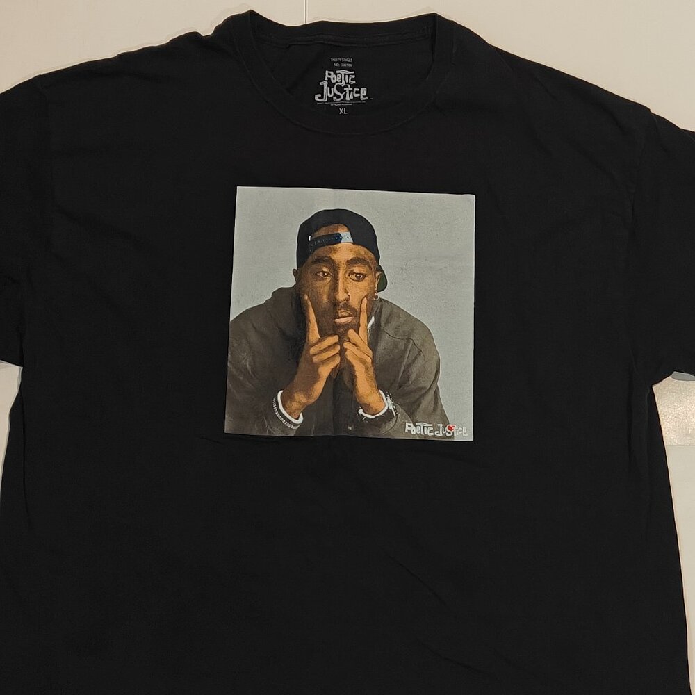 Tupac Graphic Tee Poetic Justice T-Shirt Black Size XL Columbia Pictures Rap
